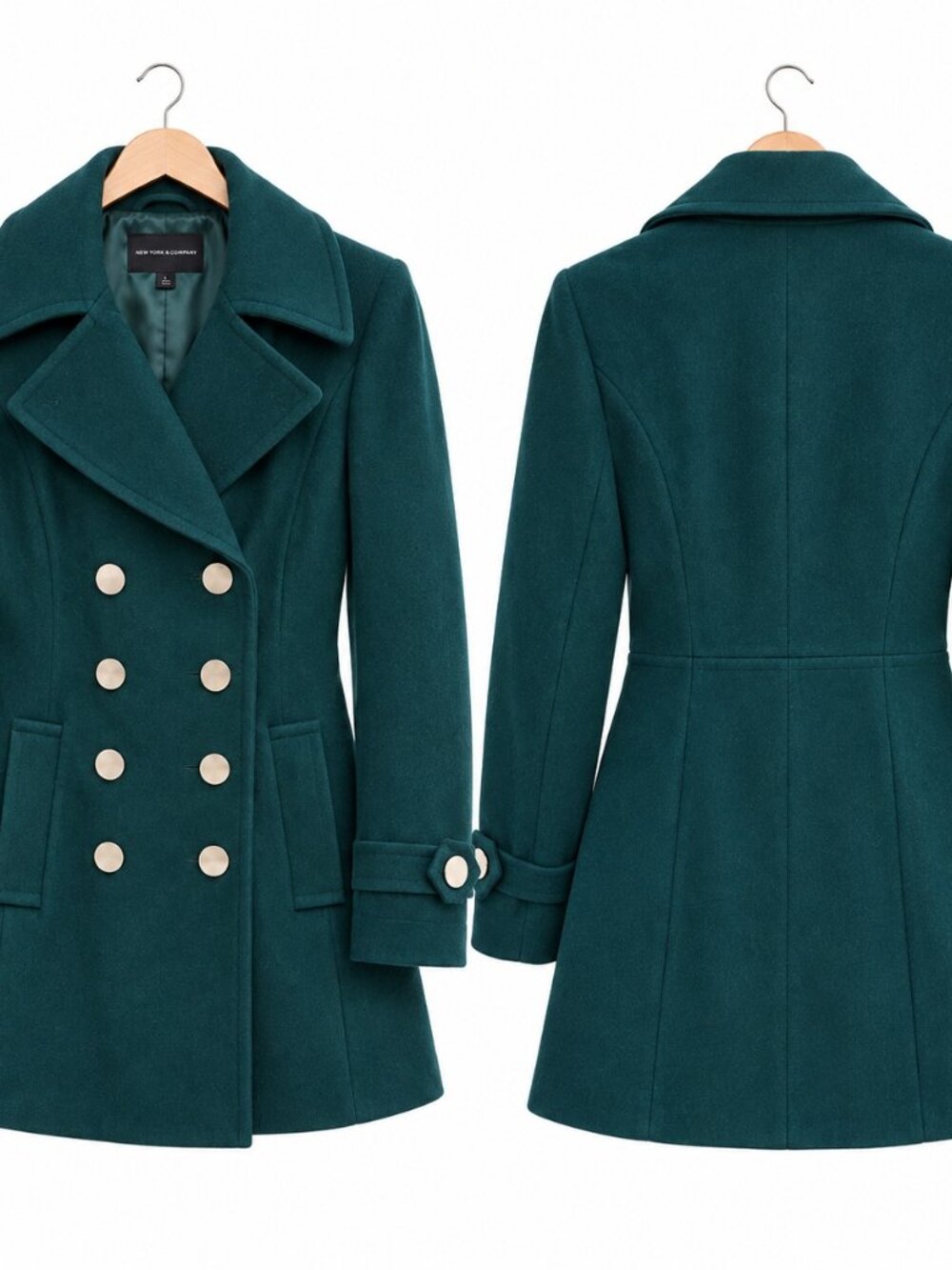 Womens Wool Coat Double Breasted Heavy Winter Dress Coat Fitted Tailored NY&C - Picture 4 of 4
